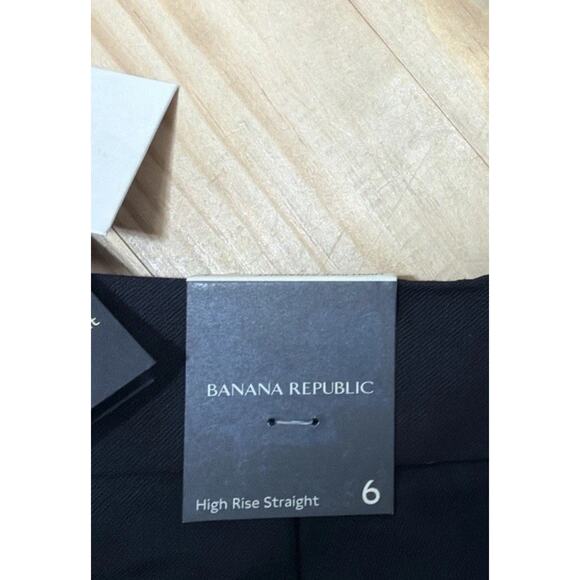 NWT Banana Republic High Rise Modern Straight Pant Black Italian Wool Size 6 - Picture 8 of 10